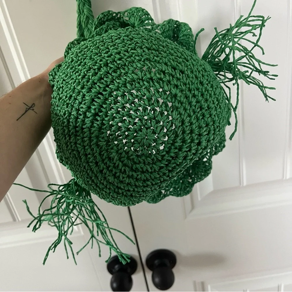 Rhode x Target Straw Crochet Bucket Bag Green Beach Tropical Vacation